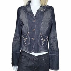 Paco jeans denim embroidered jean jacket faded size women's large